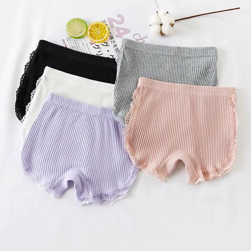 Kids Girls Underwear Cotton Solid Color Lace Underwear for Baby Summer Dress Underwear Pants Children'S Safety Underwear Shorts