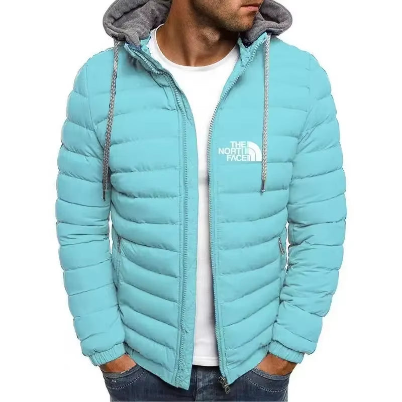 2025 Winter Brand New Men'S Warm Parker Coat Jacket Casual Men'S Coat Solid Color Stand Collar Men'S Windproof Cotton down Jacke