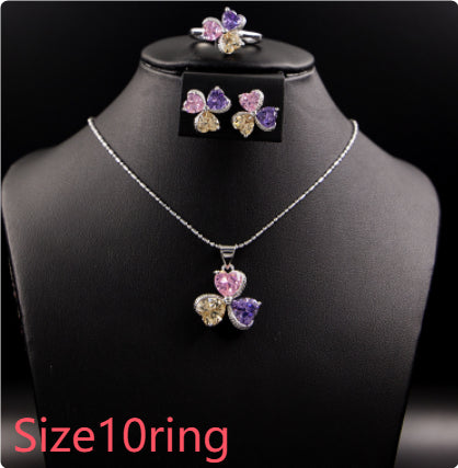 Clover Zircon Diamond Jewellery Set Women