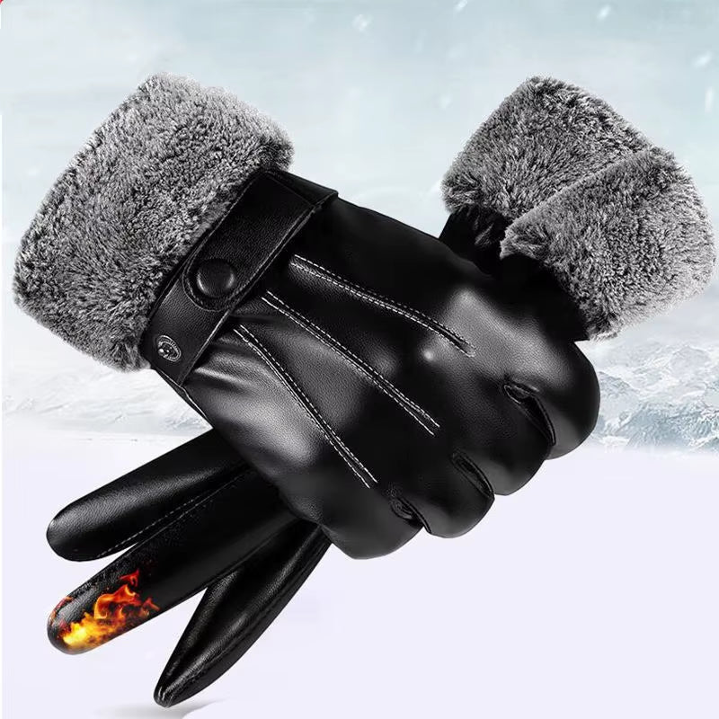 Winter Cycling Gloves Men'S Motorcycle Winter Outdoor Waterproof and Cold Protection Pile Thick Riding Electric Car Warm Gloves