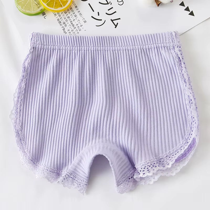 Kids Girls Underwear Cotton Solid Color Lace Underwear for Baby Summer Dress Underwear Pants Children'S Safety Underwear Shorts