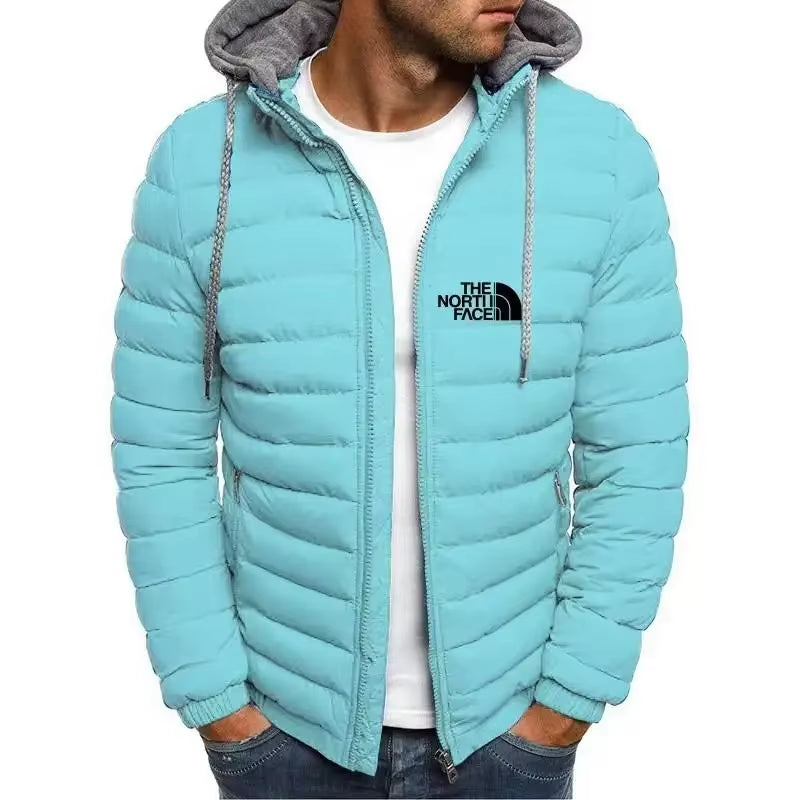 2025 Winter Brand New Men'S Warm Parker Coat Jacket Casual Men'S Coat Solid Color Stand Collar Men'S Windproof Cotton down Jacke