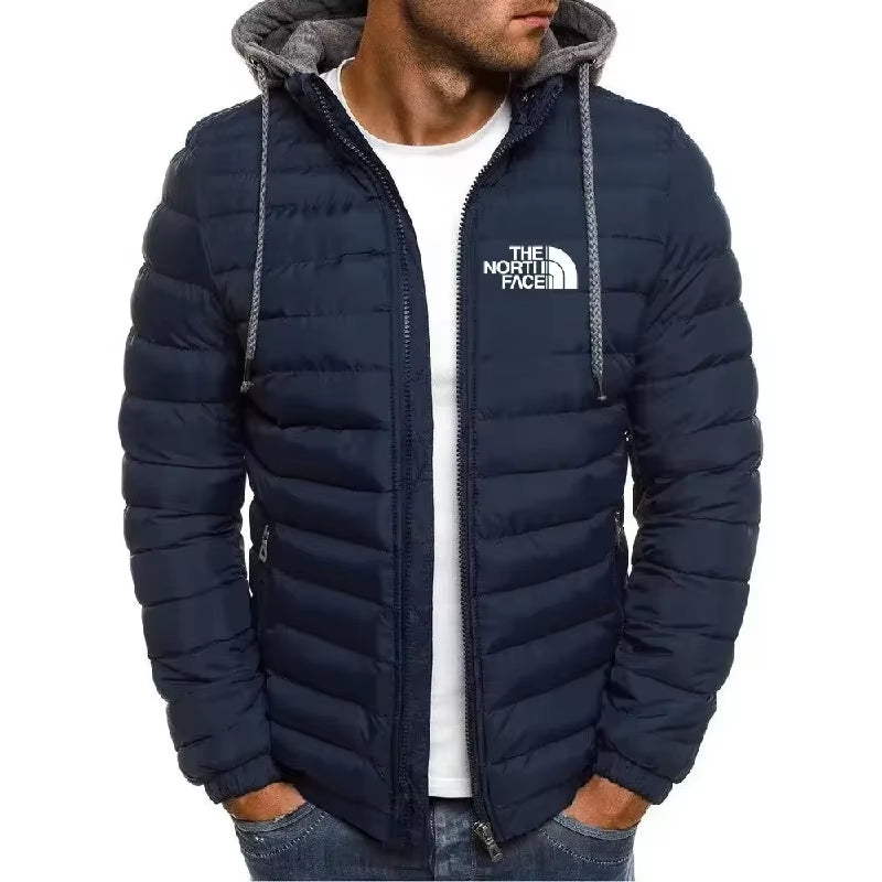 2025 Winter Brand New Men'S Warm Parker Coat Jacket Casual Men'S Coat Solid Color Stand Collar Men'S Windproof Cotton down Jacke