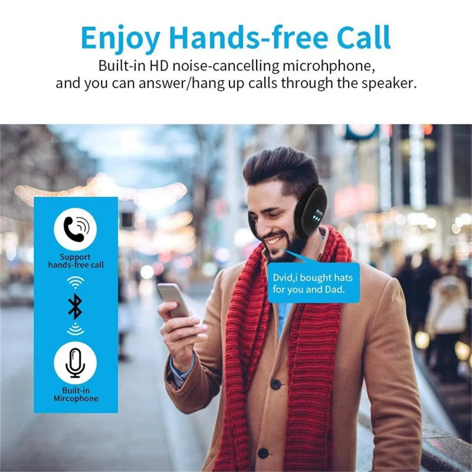 Wireless Ear Muffs Bluetooth Headphones Earmuffs Winter Earplug Casual Cap Sports Riding Warmer Earmuff Men Women Music Earphone