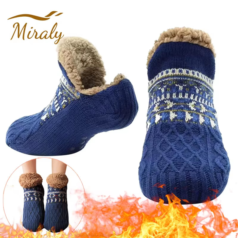 Super Warm Winter Non-Slip Floor Socks Women Men Snow Socks Sleep Carpet Socks Slippers Socks Women Velvet Boot Unsiex Home Wear